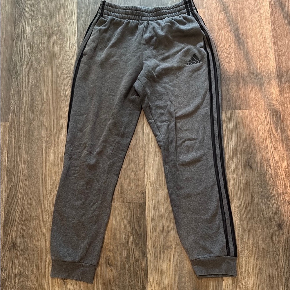 Adidas Charcoal Track Pants with Black Stripes